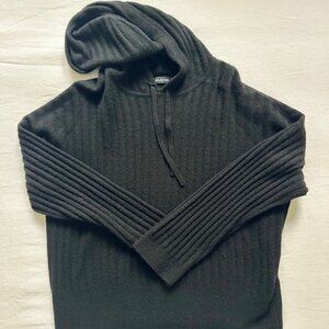 Naadam 100% cashmere black ribbed hoodie - Size Large